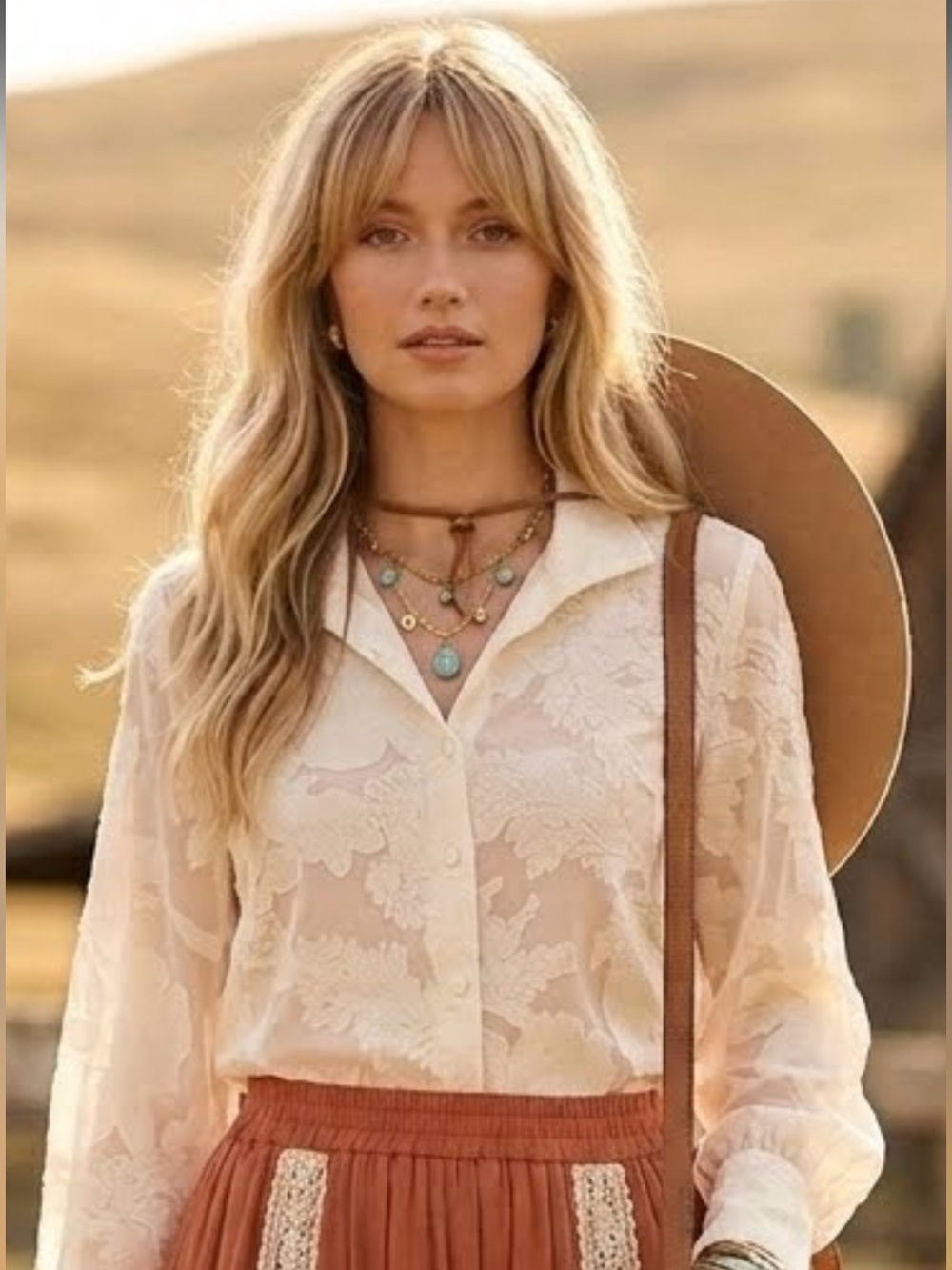 Vintage Victorian Romantic Sheer Lace Button Up M